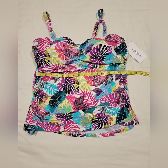 Swimsuits for All, Tankini Two Piece, Olive Palm Design, Size 16 - Picture 3 of 8